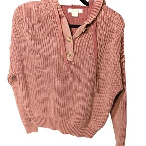 Natural Reflections Women's Oversized Knit V-Neck Sweater Dusty Rose Size S